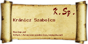 Kránicz Szabolcs névjegykártya